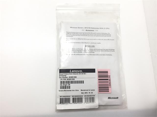 Lenovo 4XI0E51600 Microsoft Windows Server 2012 R2 Datacenter License 2Cpu Rok