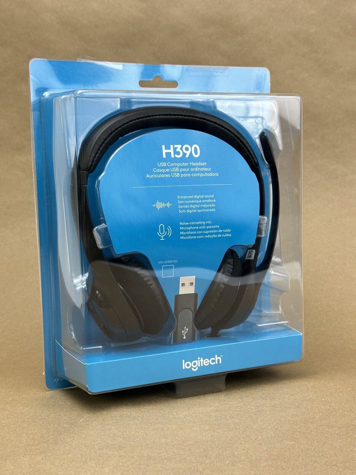 New Logitech H390 Black Over the Ear Headset