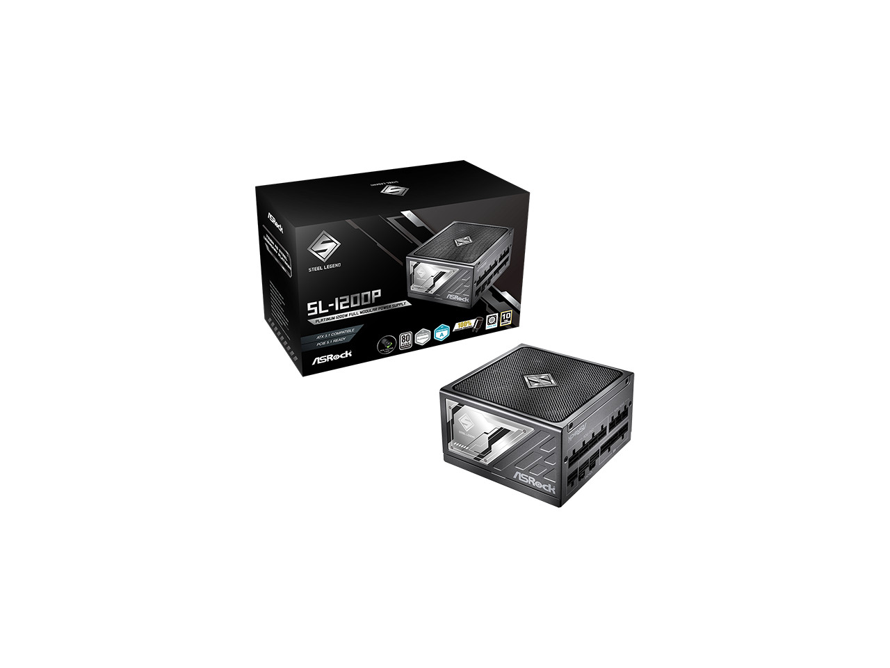 ASRock Steel Legend SL-1200P 1200W 80 PLUS GOLD & Cybenetics PLATINUM Full