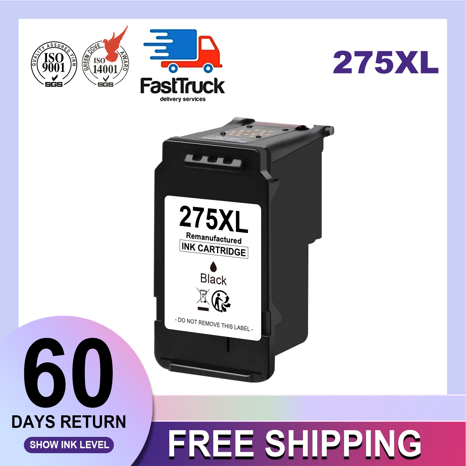 1 Pack PG-275XL Black Ink compatible for Canon 275XL Pixma TR4722 TS3520 TR4700