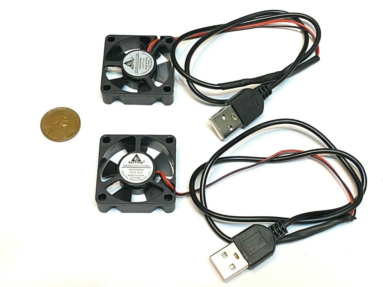 2 Pieces USB PLUG - 5v fan 35mm x 10mm mini small cooling  2pin GDStime 3cm C9