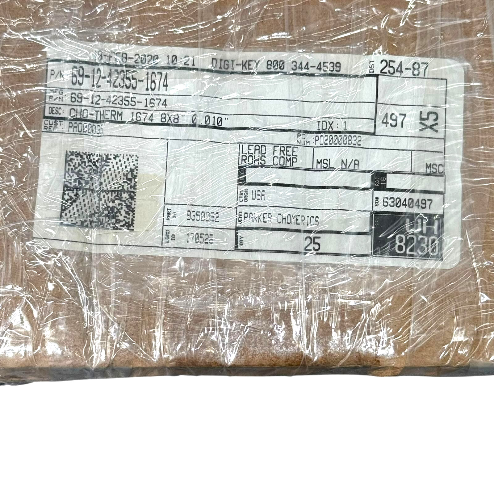 [25 PCS] 69-12-42355-1674 Parker Chomerics Thermal Pad Blue 203.20mm x 203.20m