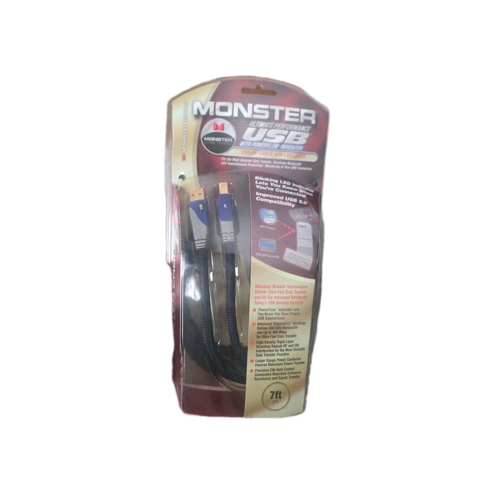 Monster Ultimate Performance 12 Ft (4m) USB Power Cable W/ LED Power Indicator 