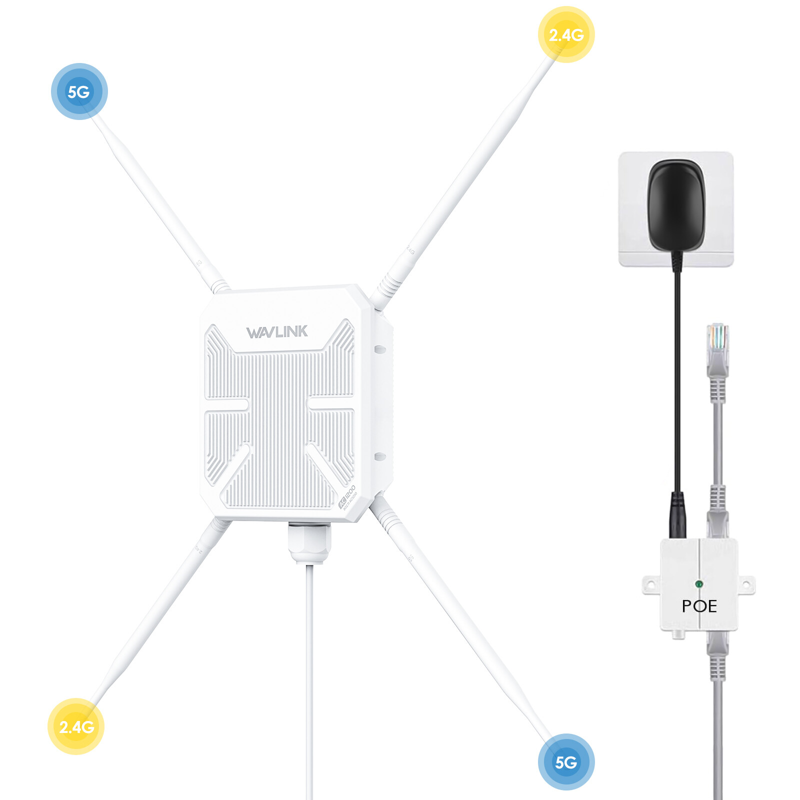 WAVLINK AC1200 WiFi Repeater Dual Band Outdoor WiFi 6 AX1800/AX3000 Extender PoE