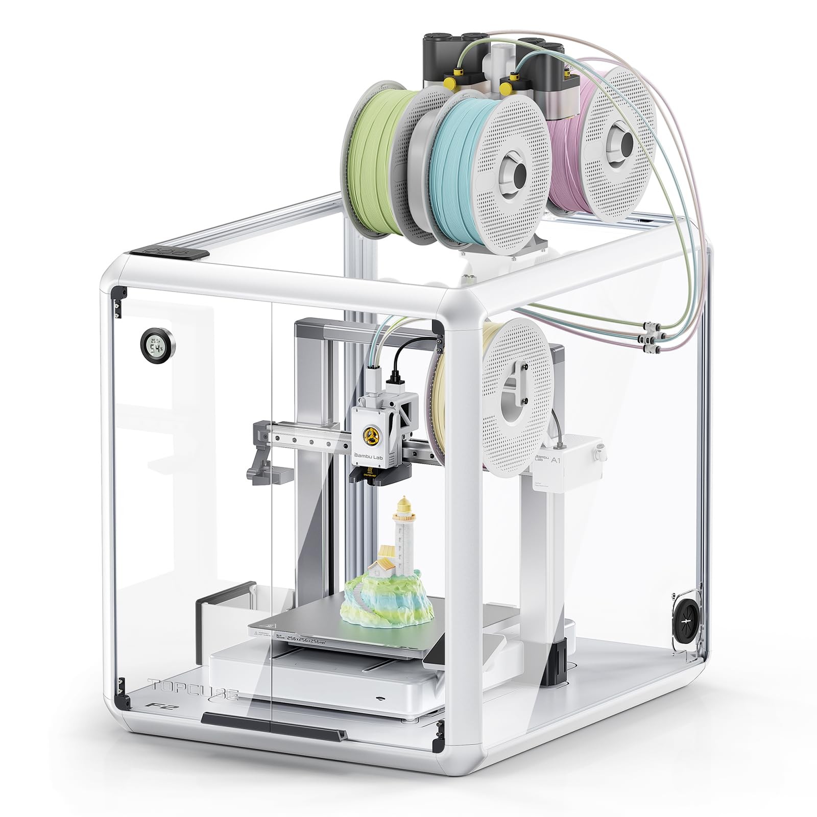 TOPCUBE F2 3D Printer Enclosure for Bambu Lab A1/A1 Combo, 360° Transparent A...