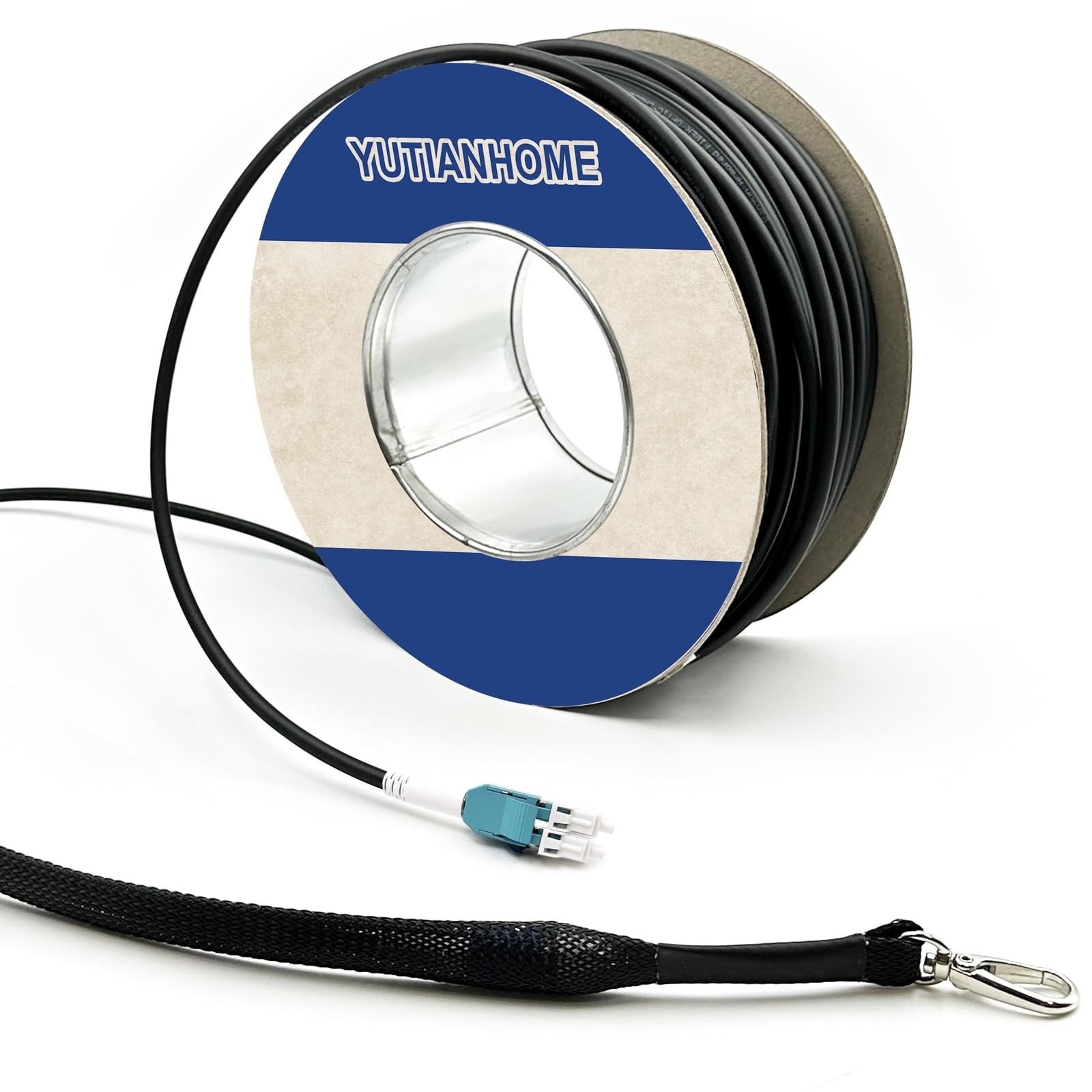 656ft/200m OD-5mm Industrial TPU OM3 Fiber LC Outdoor Armored Fiber Cable