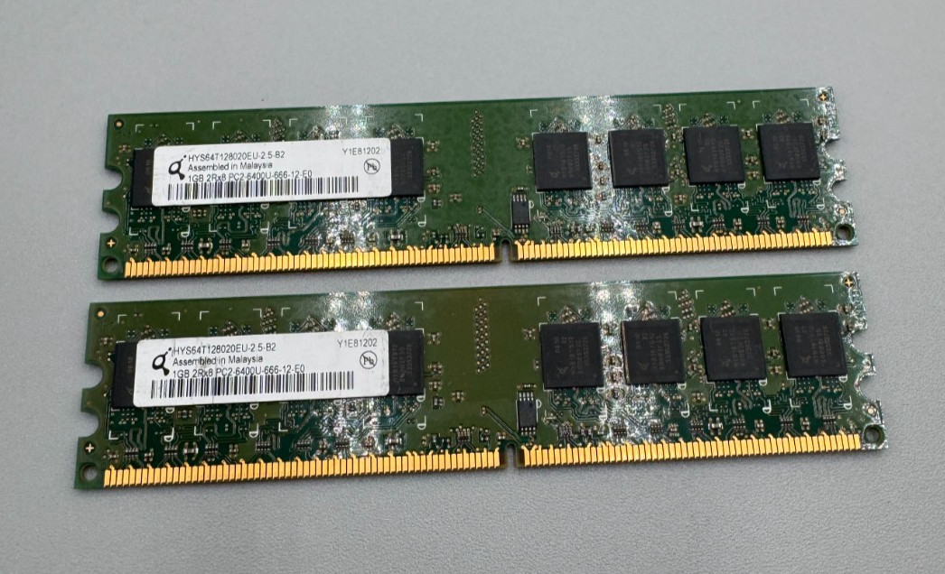 Lot Of 2 Qimonda 1GB Each Desktop Memory Module DDR2 PC2-6400 800 MHz Excellent