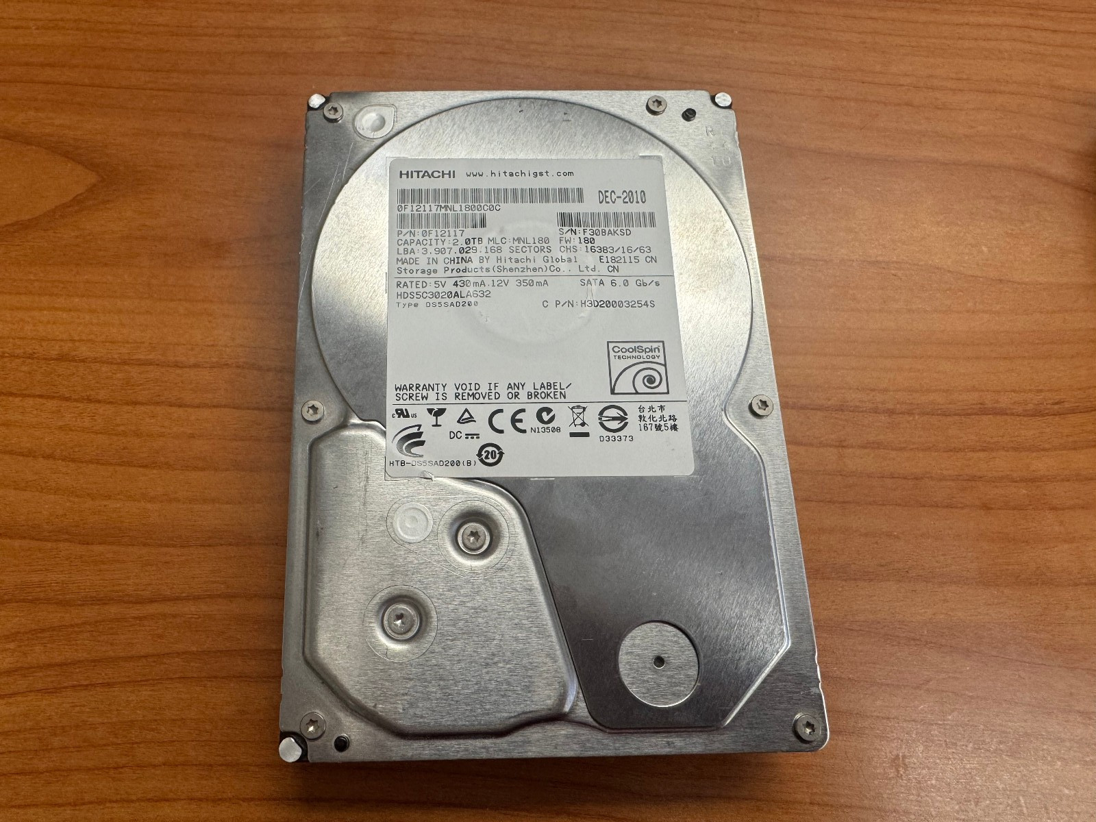 HITACHI HDS5C3020ALA632 2TB 3.5" SATA Hard Disk Drive P/N 0F12117