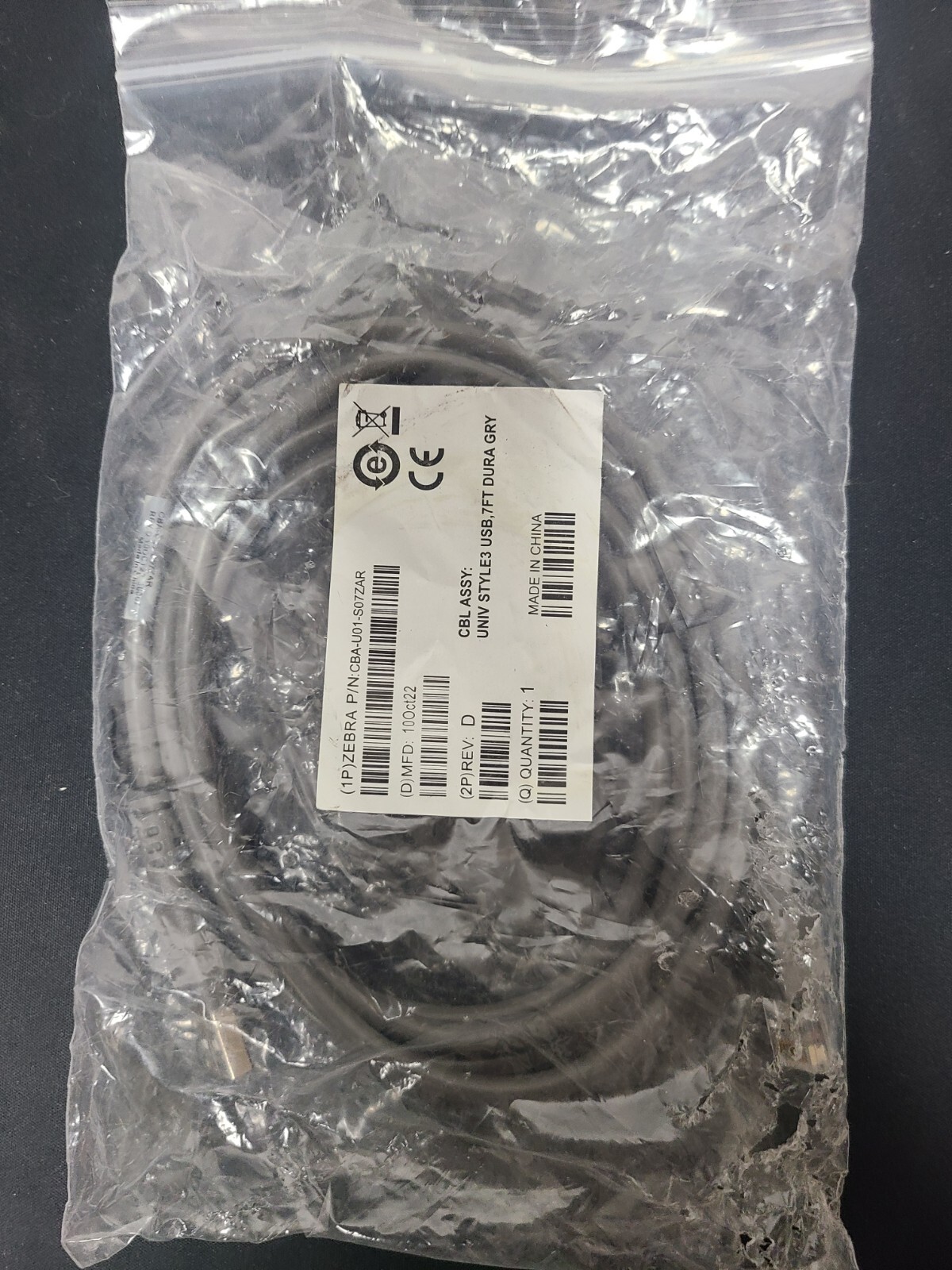 Zebra CBA-U01-S07ZAR 7ft USB Cable for Symbol Barcode Scanner