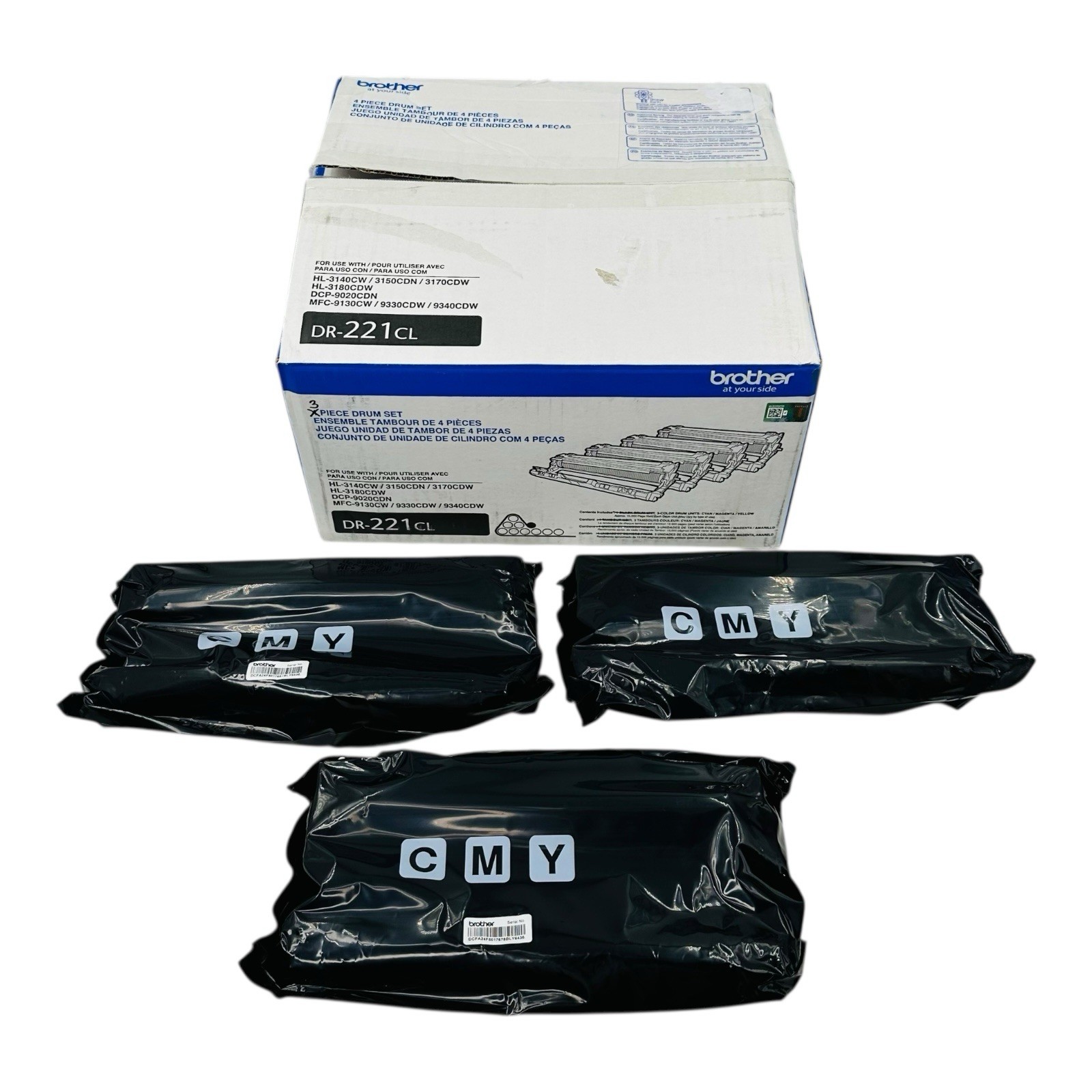 Genuine Brother DR-221CL Drum Units 3 Color Drum Units DR221 - Sealed