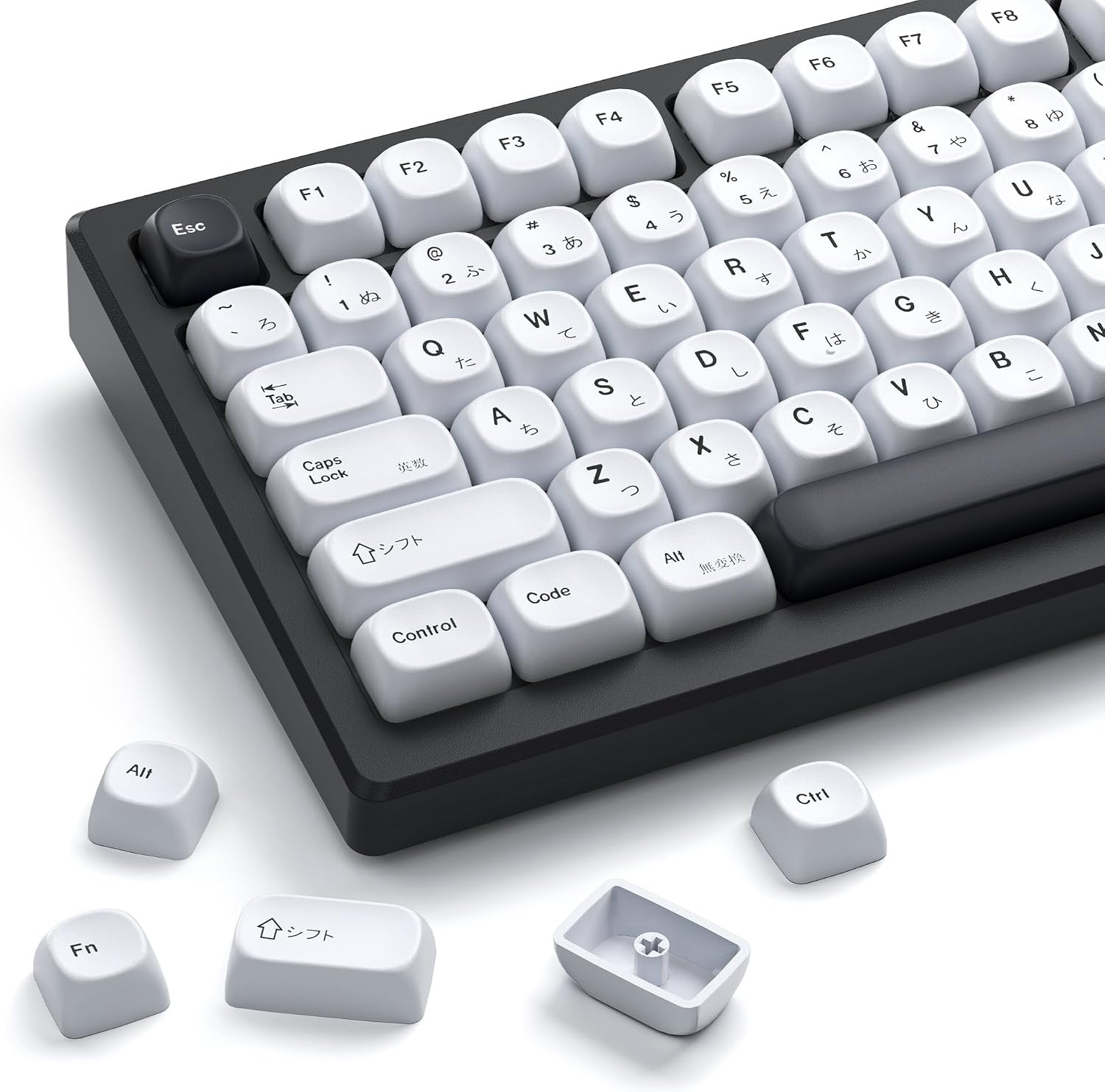 XVX PBT Keycaps - White Keycaps MOA Profile, Japanese Key Caps 75 60 100