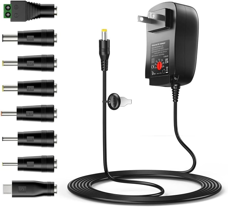 Belker 41W Universal 6V 9V 12V 15V 18V 20V 24V AC DC Adapter Power Black 