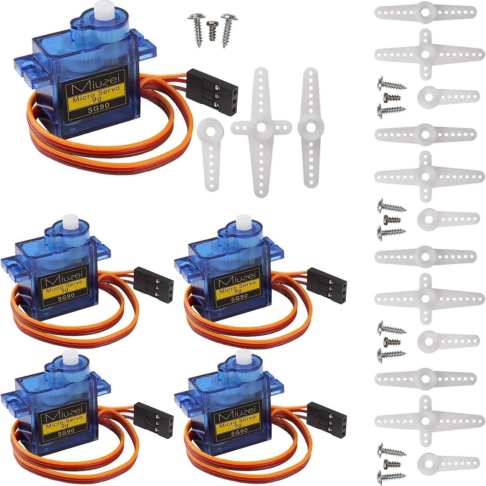 Miuzei Sg90 9g Micro Servo Motor for Arduino RC Car Robot Boat Plane 5Pcs 5
