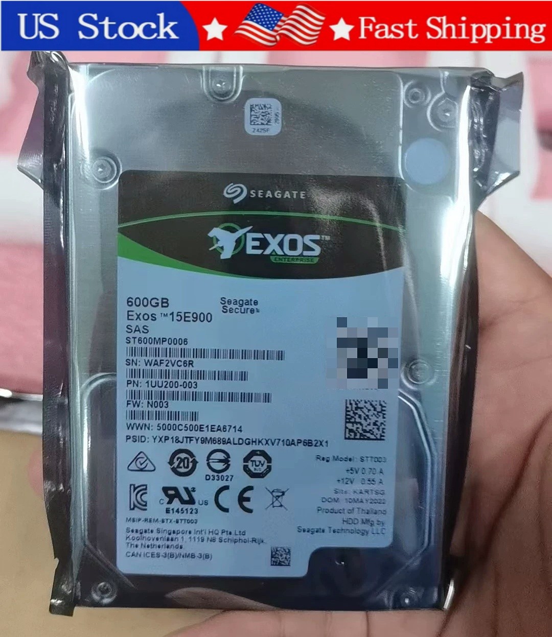 New Seagate ST600MP0006 600GB Exos 15E900 2.5in SAS12Gb/s 15K 256MB Cache HDD