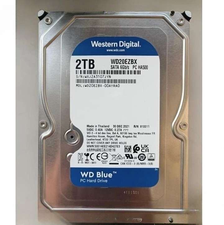 WD20EZBX WD Blue 2TB 3.5" SATA 6Gb/s 256MB Cache Desktop Internal Hard Drive