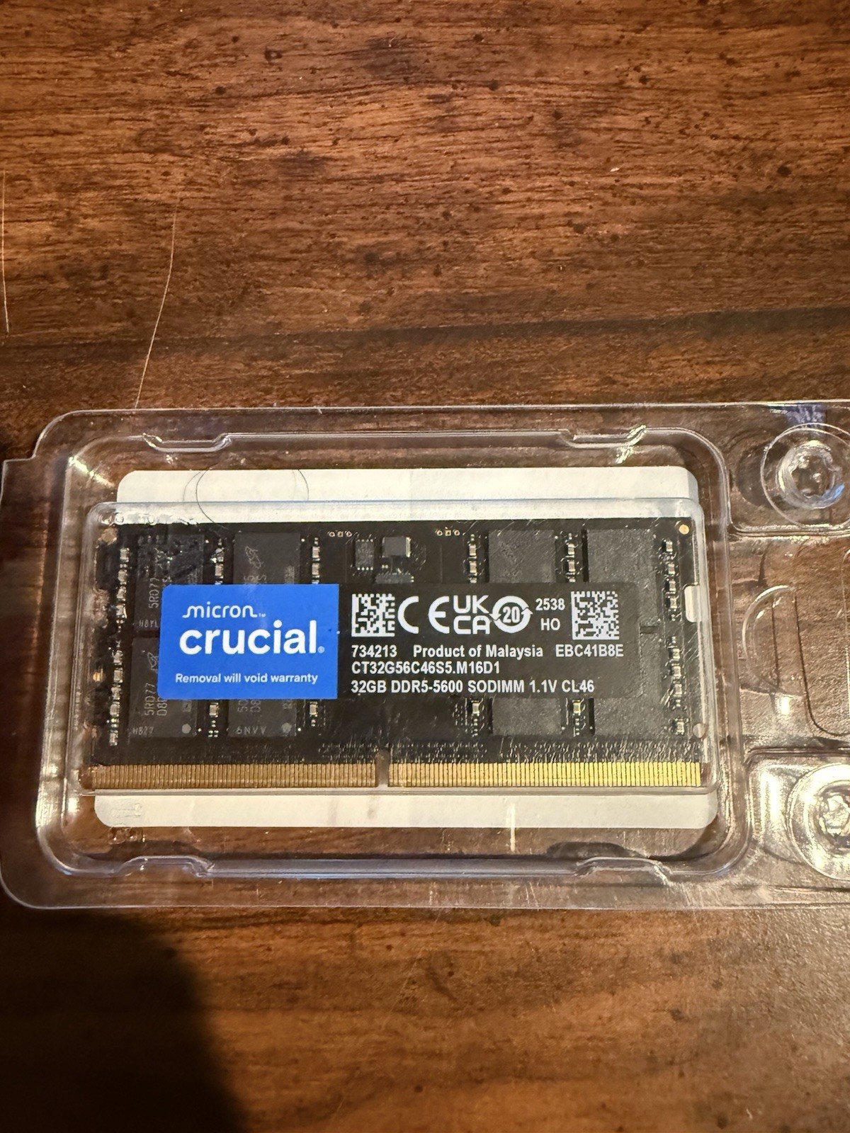 New Crucial CT32G56C46S5.M16D1 32GB DDR5 2Rx8 5600MT/s 262-Pin SODIMM #CC2