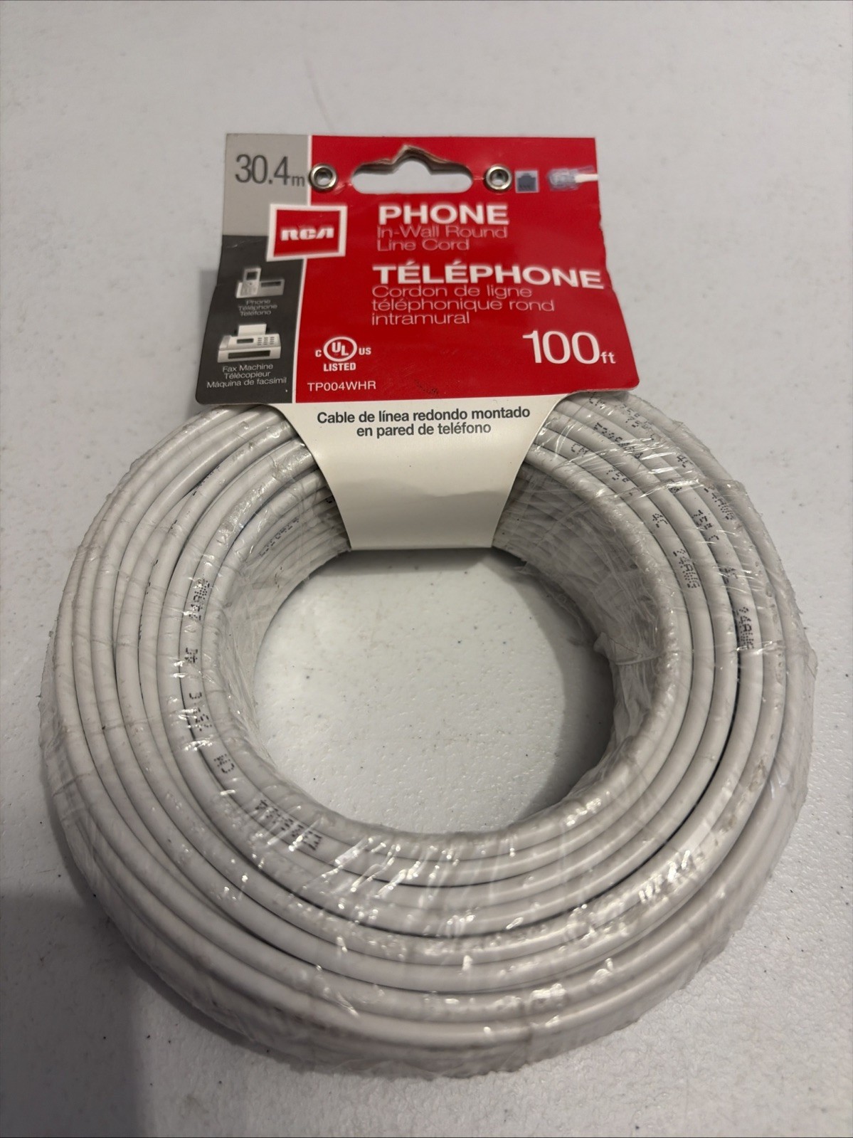 RCA 100ft CAT 3 Station Wire TP004WH Insulated Line Works W Phones NEW