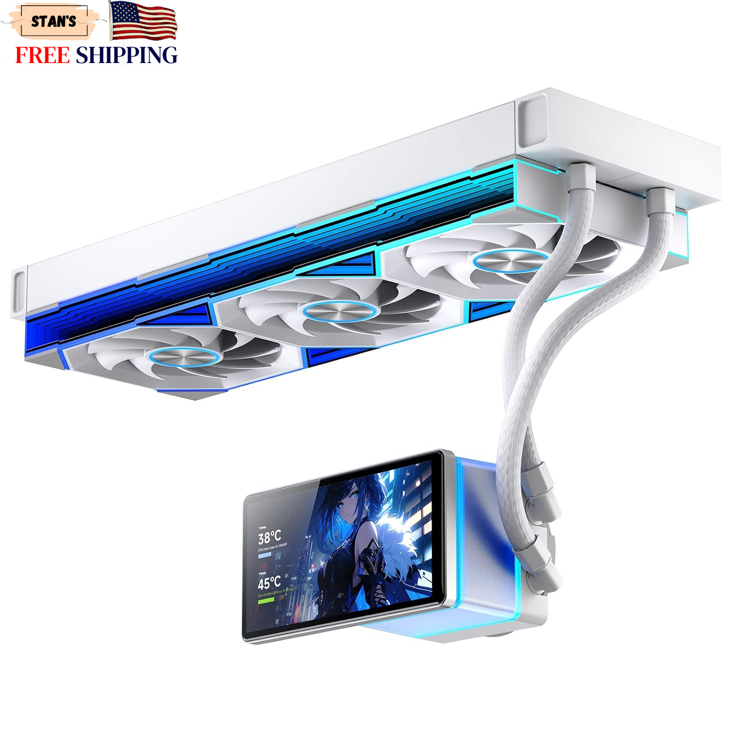 PF 360 CPU Water AIO Cooler Liquid Cooling 5.5 inch LCD Magnetic Screen 360mm...