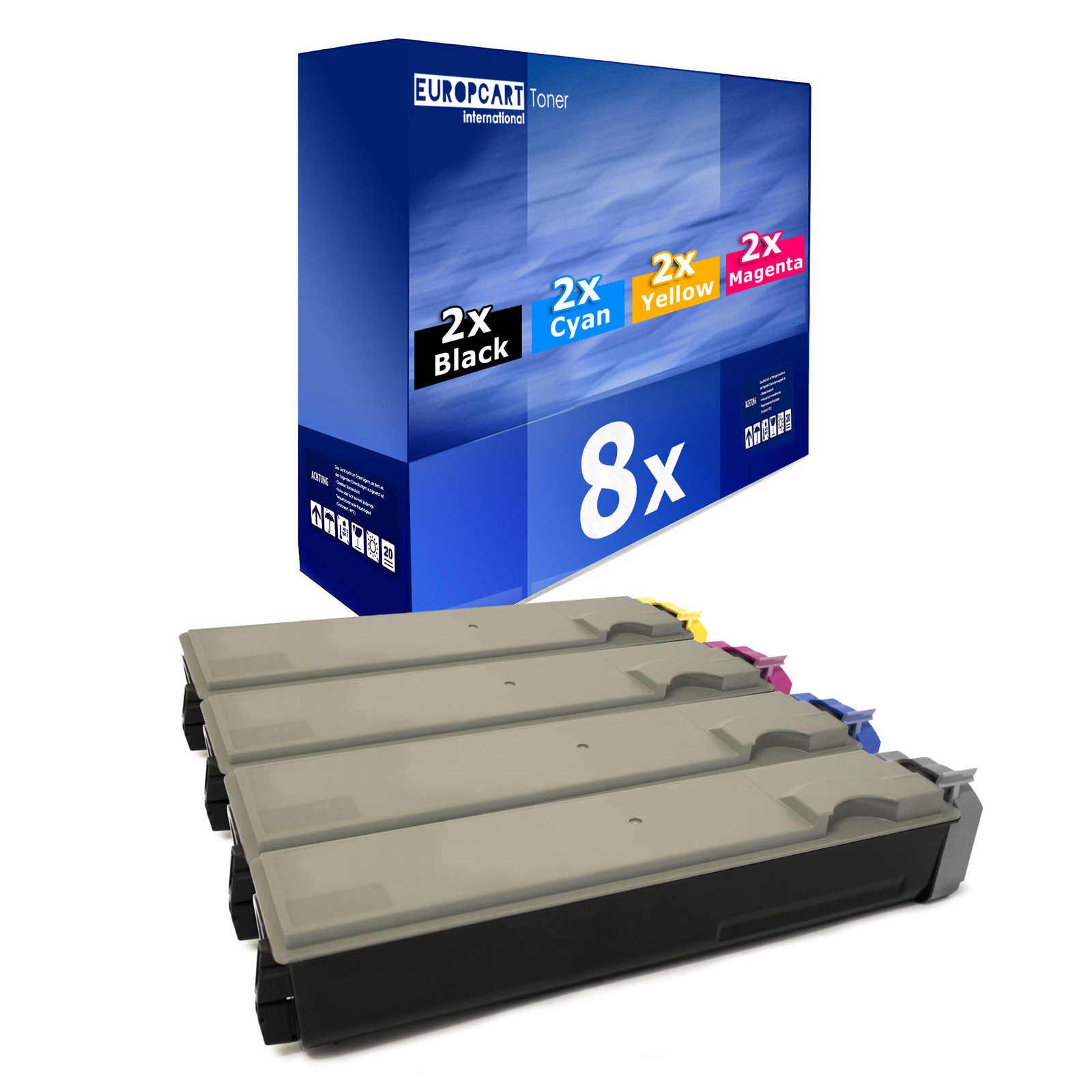 8x Europcart Toner replaces Kyocera TK-510C TK-510K TK-510M TK-510Y