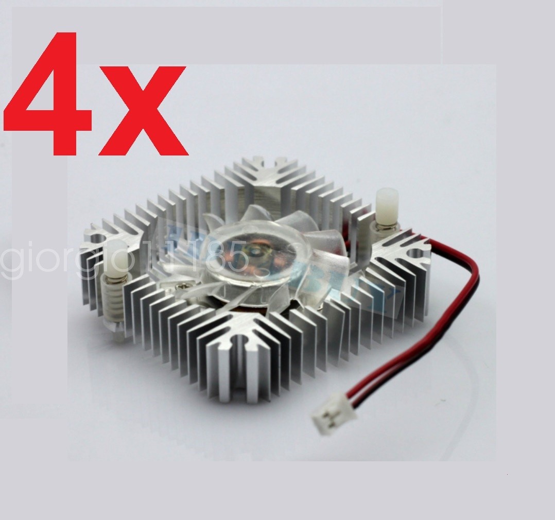 4 PCS 55mm 2PIN Aluminum Snowhite Cooling Fan Heatsink Cooler  VGA CPU FS006