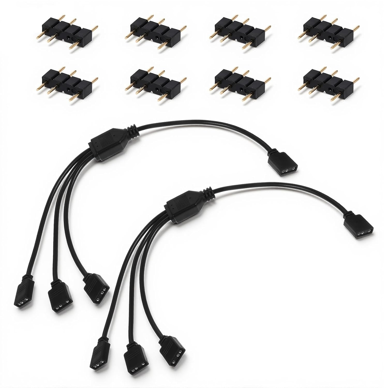 1-To-3 ARGB Splitter Cable, ARGB Extension Cables 2-Pack 5V 3 Pin Addressable RG