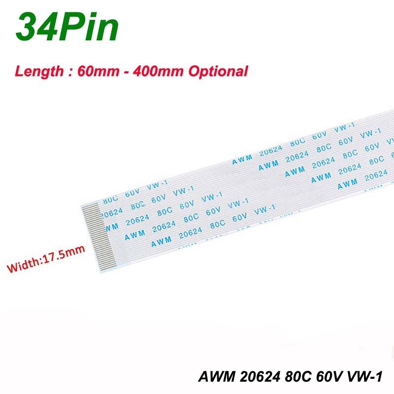 Flexible Ribbon Cable for PCB Board Transmission 34Pin FFC Flat Wire Pitch 0.5mm