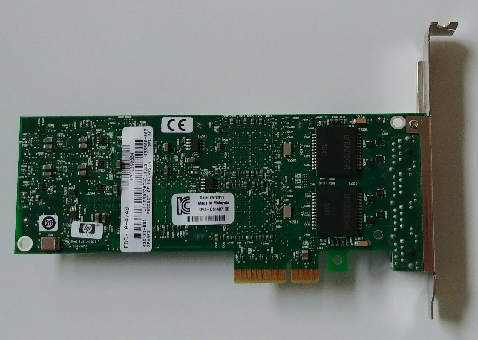HP 435506-003 REV C, HSTNS-BN26, NC364T Quad Port Gigabit PCI-E Ethernet Adapter