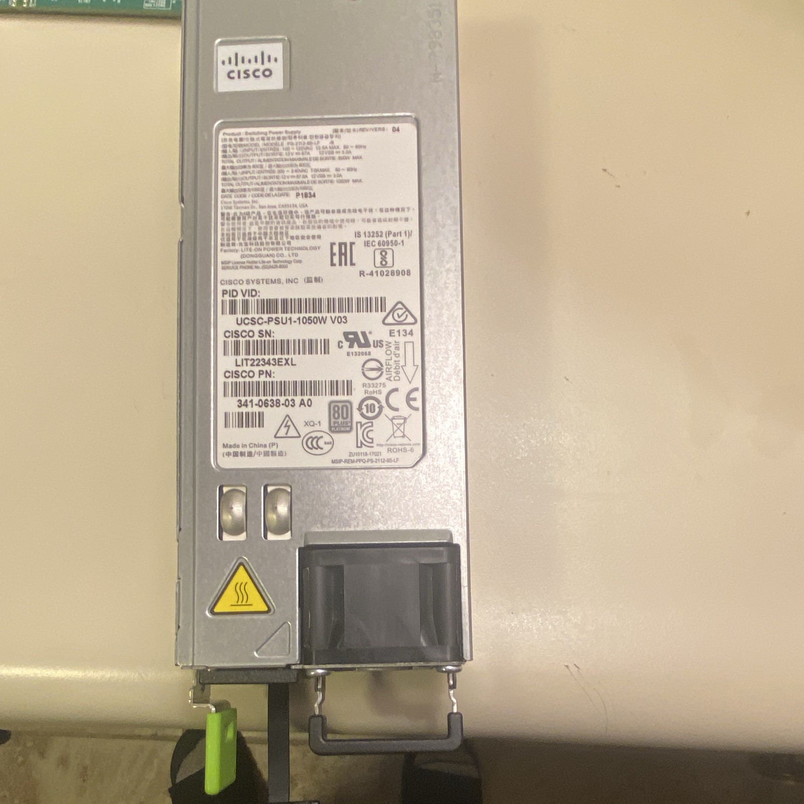 Cisco UCSC-PSU1-1050W V03 1050W Power Supply IEC 60320 C14 Connector