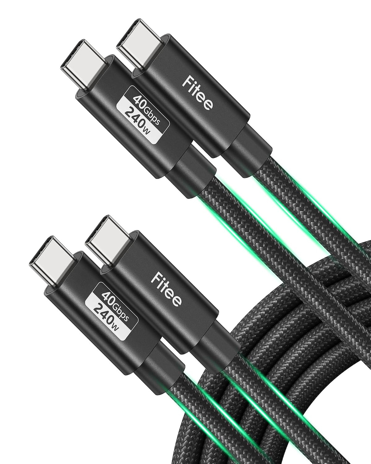 USB 4 Cable 40Gbps Data Transfer 8K Support 240W Charging 2 Pack 5Ft Premium