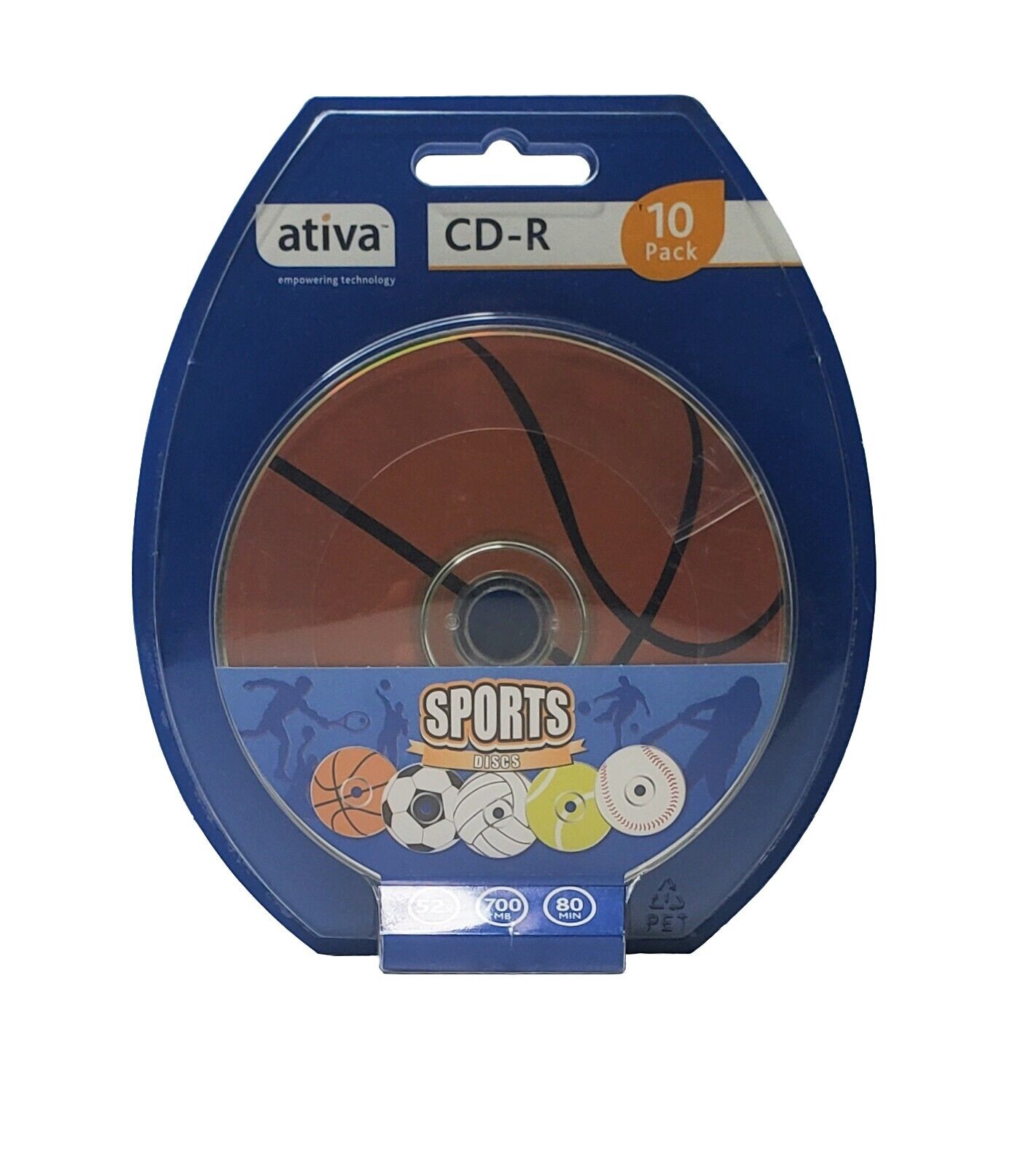 ativa Sports Discs  CD-R 10 Pack - Speed 52x Storage 700 MB / 80 Min.  New