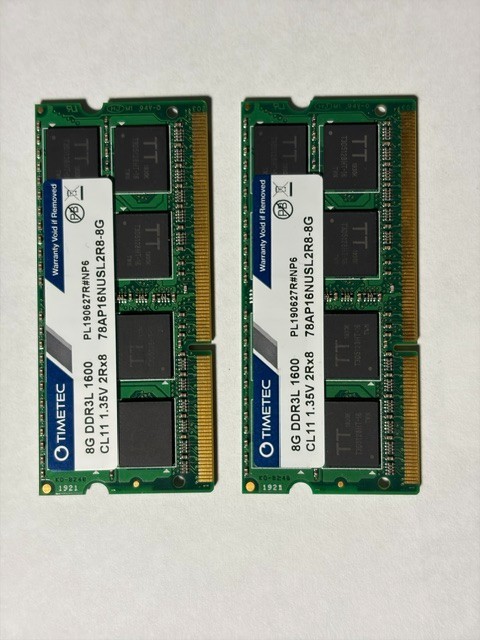 TIMETEC 16GB RAM Memory 78AP13NUS2R8-8G (SET OF 2 x 8GB Sticks)