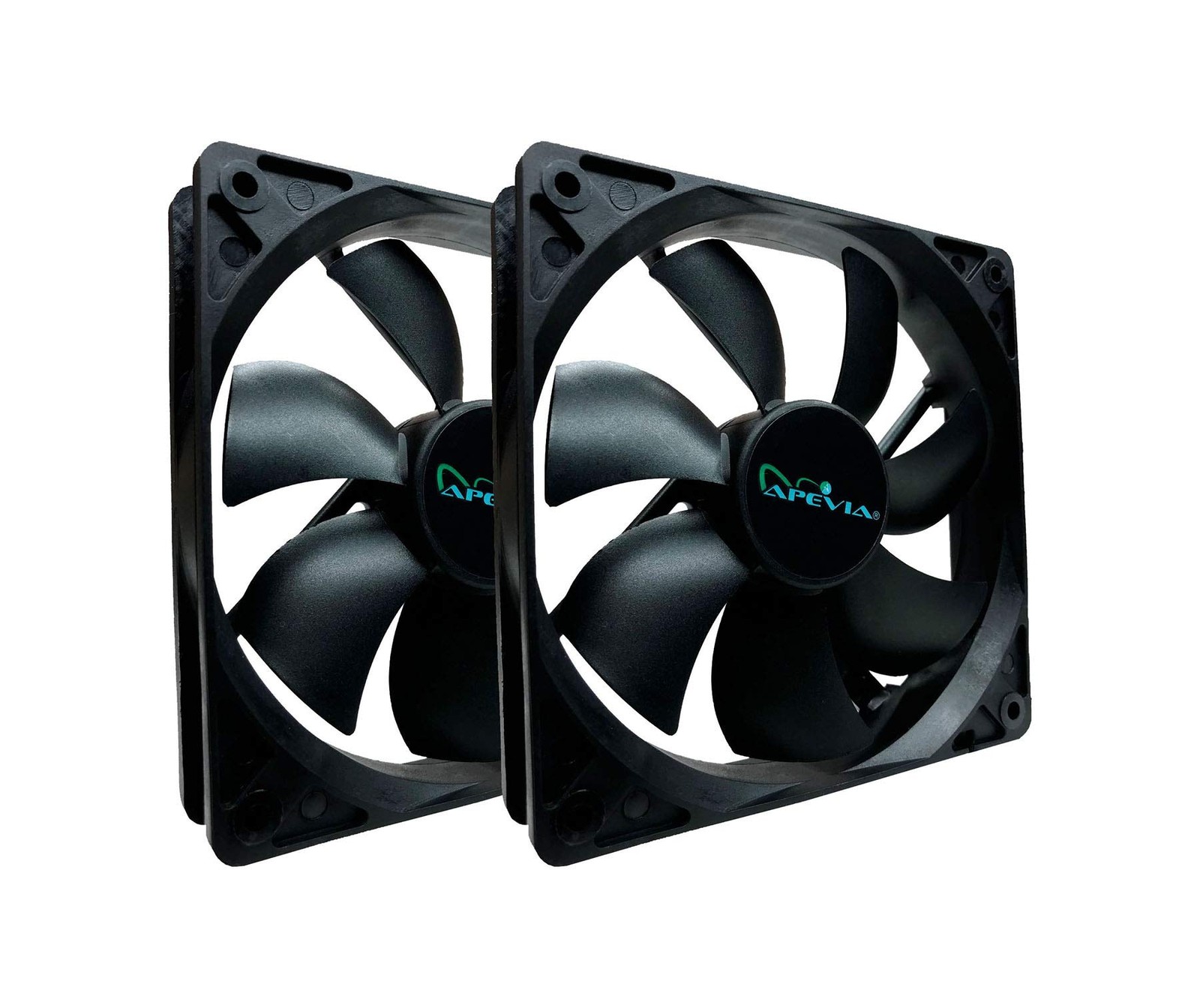 APEVIA AF212S-BK 120mm 4pin Molex & 3pin Motherboard Silent Black Case Fan (2...