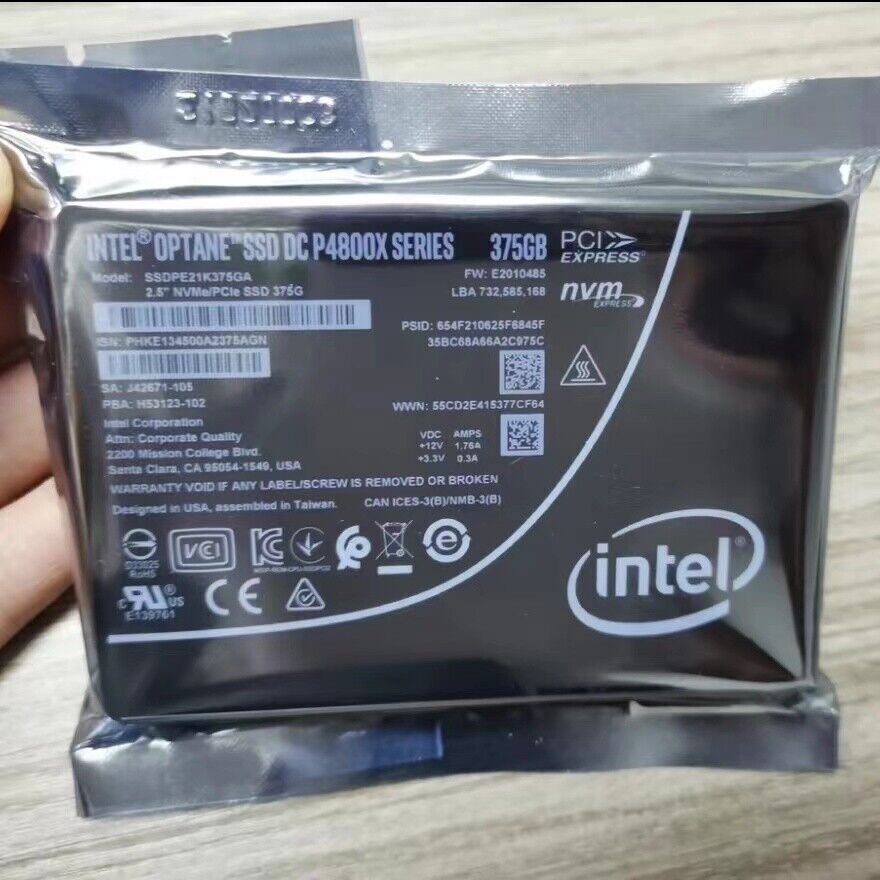 Intel Optane P4800x 375GB SSD U.2 NVME PCIE SSDPE1K375GAP1 Solid State Drives