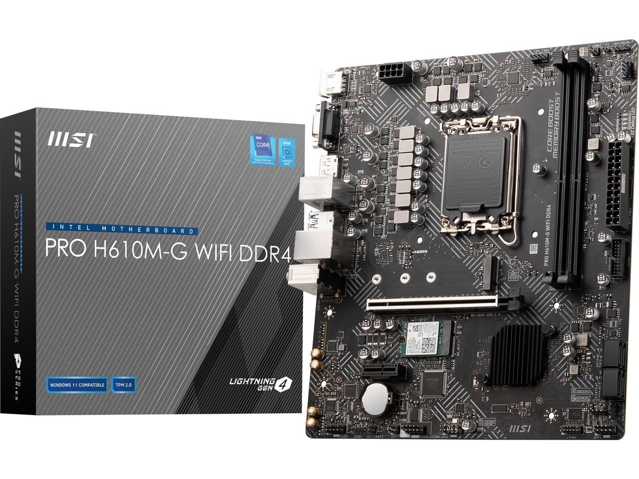 MSI PRO PRO H610M-G WIFI DDR4 LGA 1700 Intel H610 Micro ATX Motherboard
