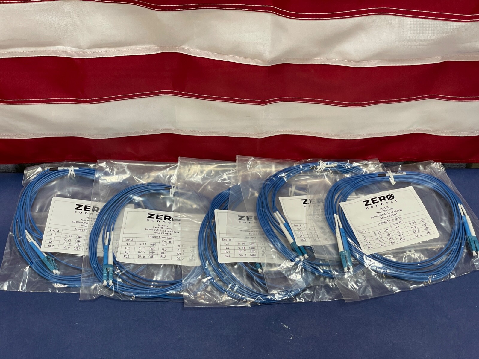 QTY 5 LC to LC 2mm 5M Singlemode Duplex 9/125 Fiber Op Jumper Patch Cable Blue