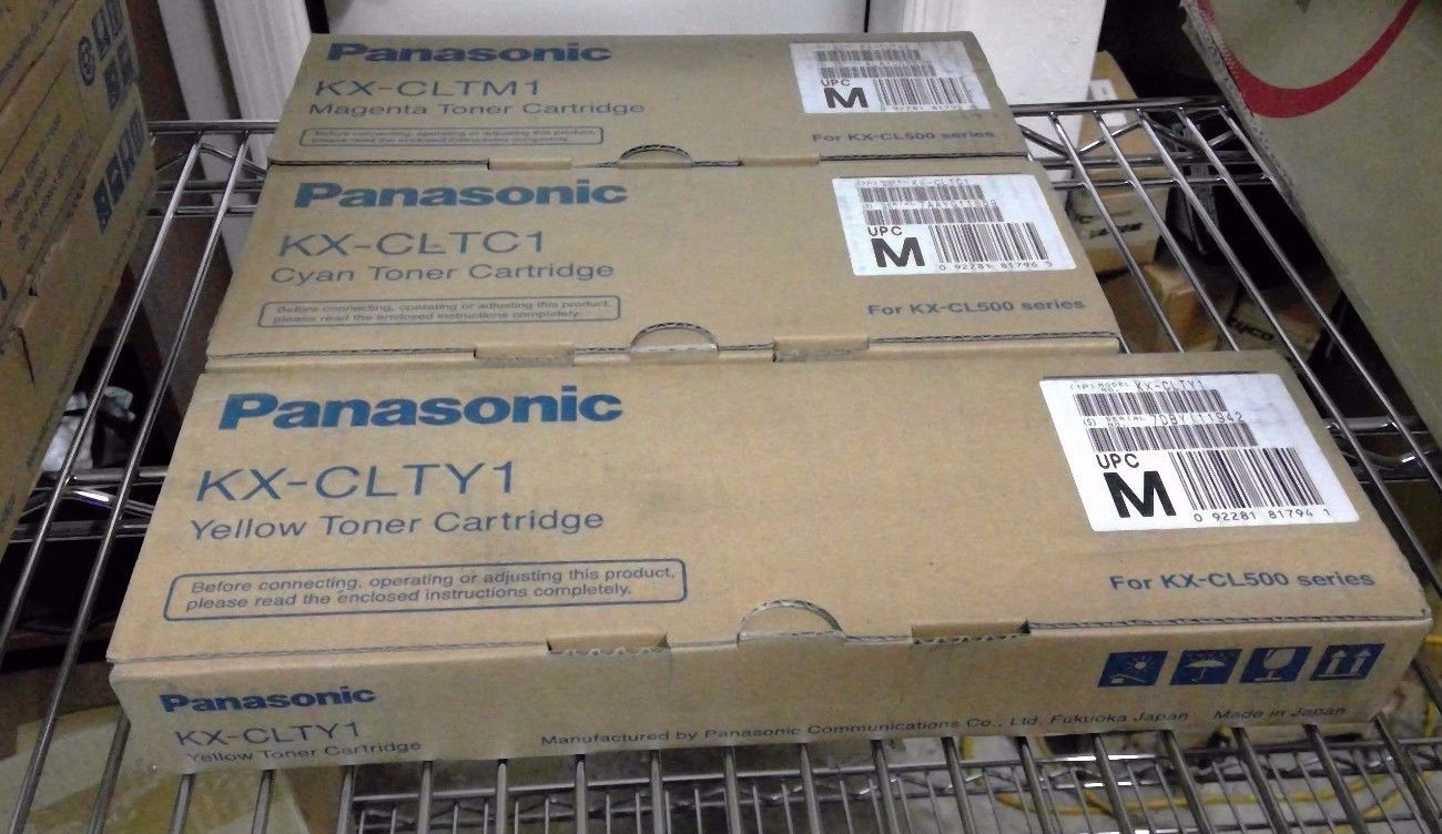 LOT OF 3 GENUINE NEW PANASONIC KX-CLTM1 KX-CLTY1 KX-CLTC1 TONER KX-CL500
