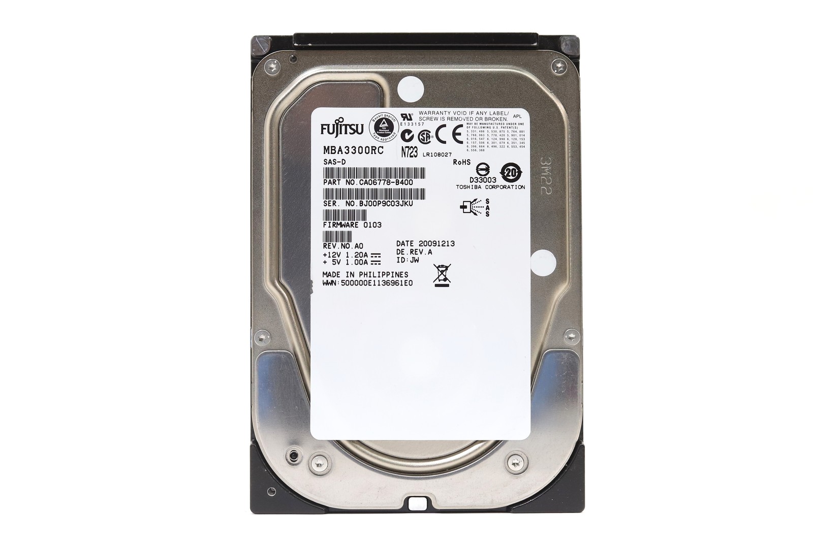 Fujitsu MBA3300RC 300GB 3.5" 3Gb/s 16MB 15K RPM 79% SAS HDD P/N: CA06778-B400