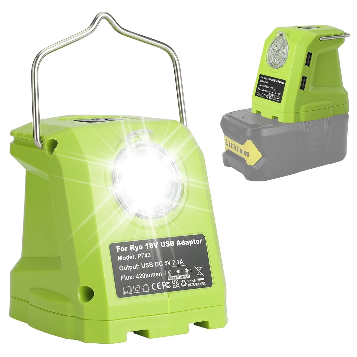 Battery Adapter for Ryobi 18V One+ P107 P108 Li-ion Battery Dual USB Port
