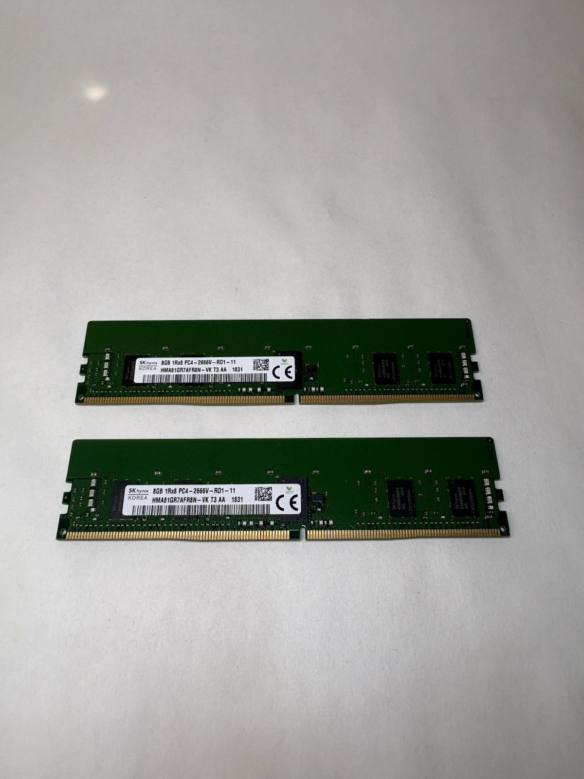 Lot of 2- SK Hynix 8GB 1RX8 PC4-2666V-RD1-11 Server RAM Memory HMA81GR7AFR8N-VK