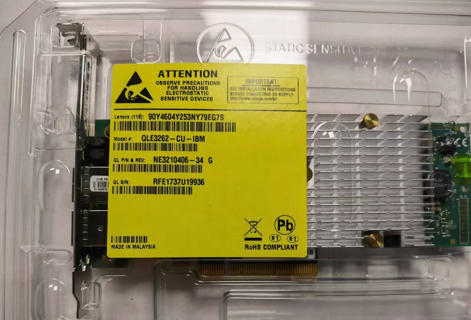 NEW IBM QLogic QLE3262-CU-IBM Dual Port 10Gbps PCIex8 Network Adapter