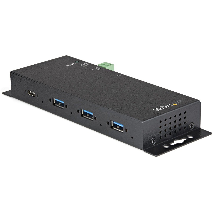 StarTech 4 Port USB C Hub 10Gbps, Metal Industrial USB 3.2 Gen 2 Type-C Hub,