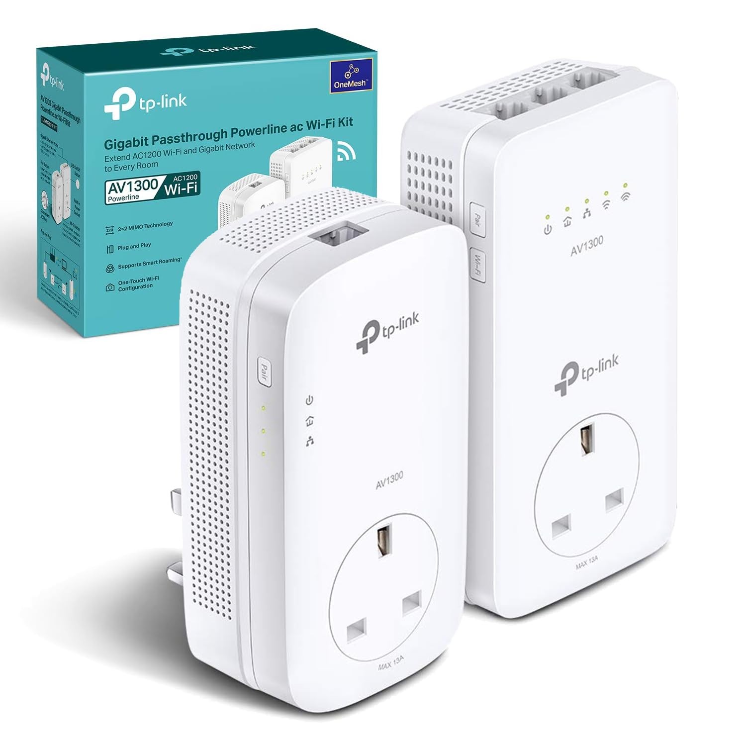 TP-Link TL-WPA8631P KIT AV1300 Gigabit Passthrough Powerline Adapter, Dual-Band