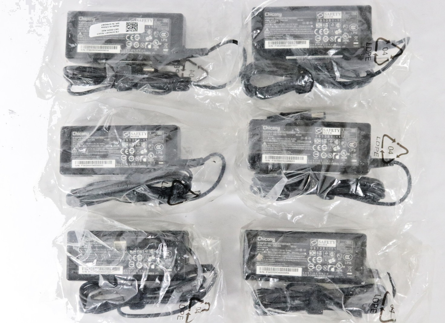 LOT of 6x Genuine Chicony 65W AC Adapter CPA09-004B PSU 19V 3.42A Laptop Charger