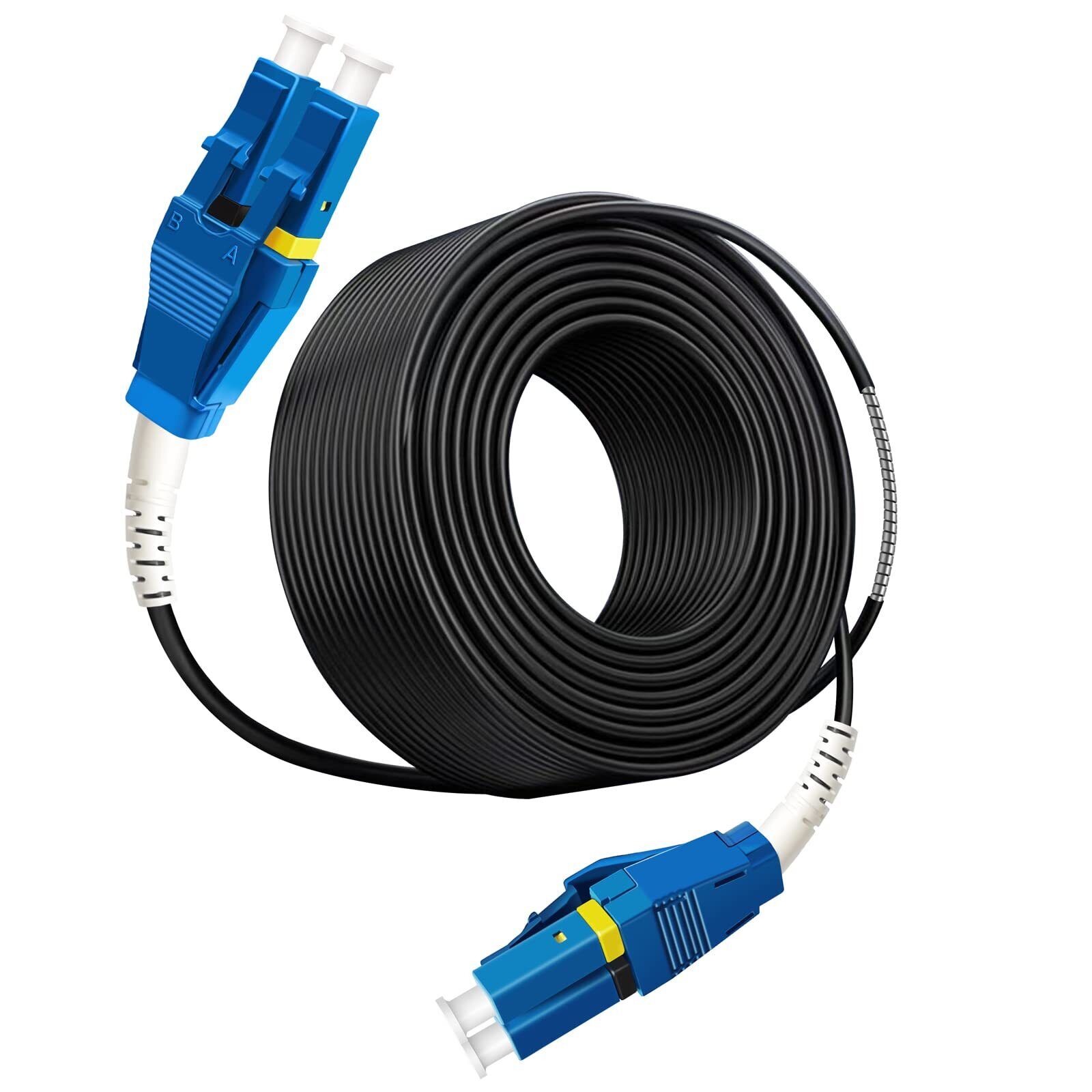 50 Meters Uniboot LC to LC Outdoor Armored Fiber Patch Cable, Low Friction Si...