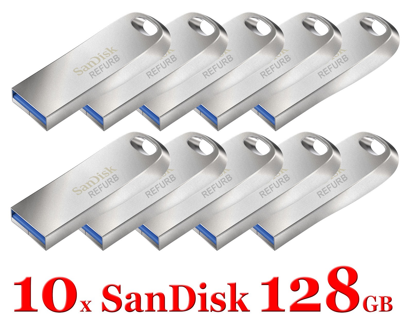 10x SanDisk Ultra Luxe USB 3.1 128GB - Metal Flash USB Drive SDCZ74-128G 150MBs