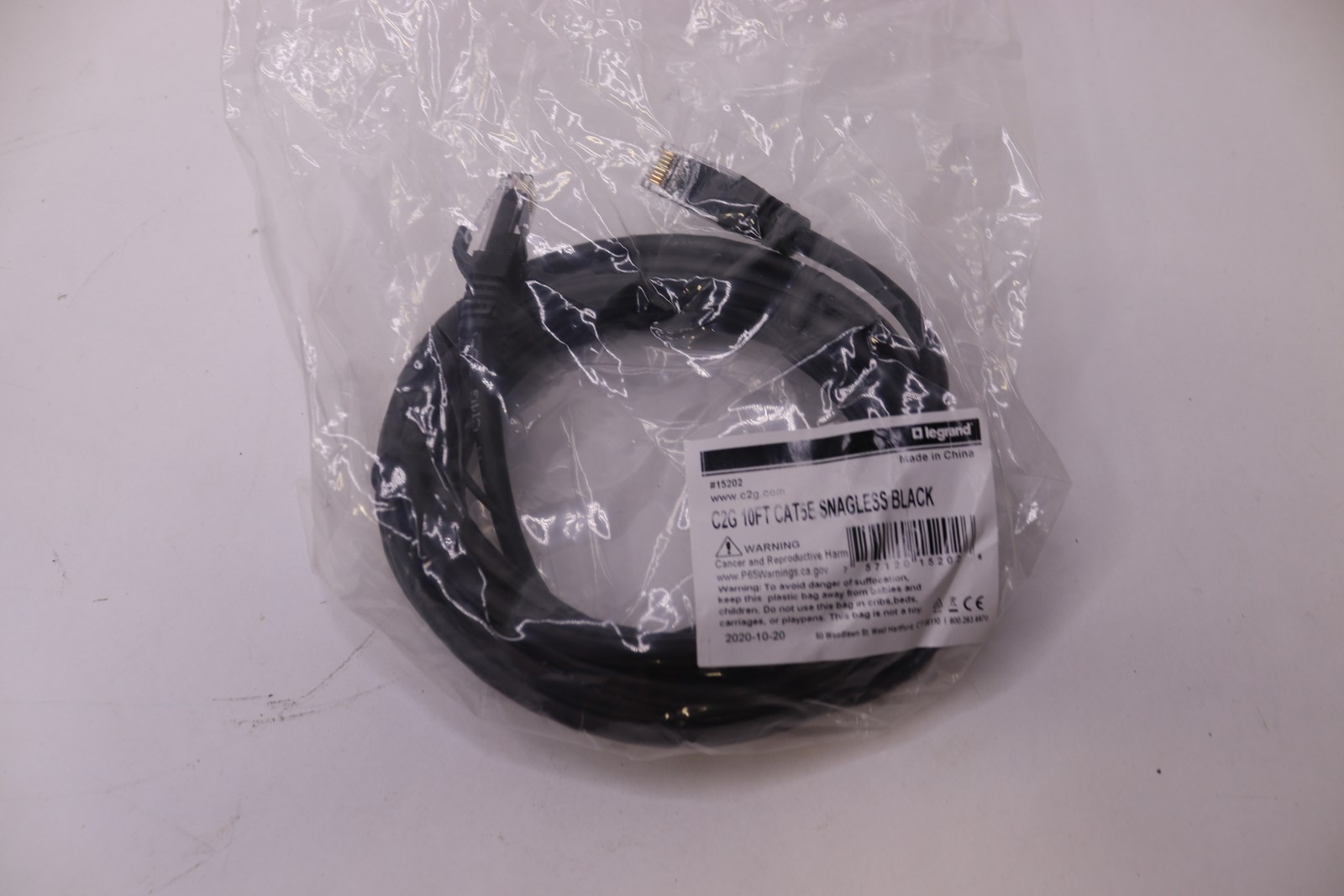 Legrand Patch Cable Network Black C2G CAT5E 10' 15202