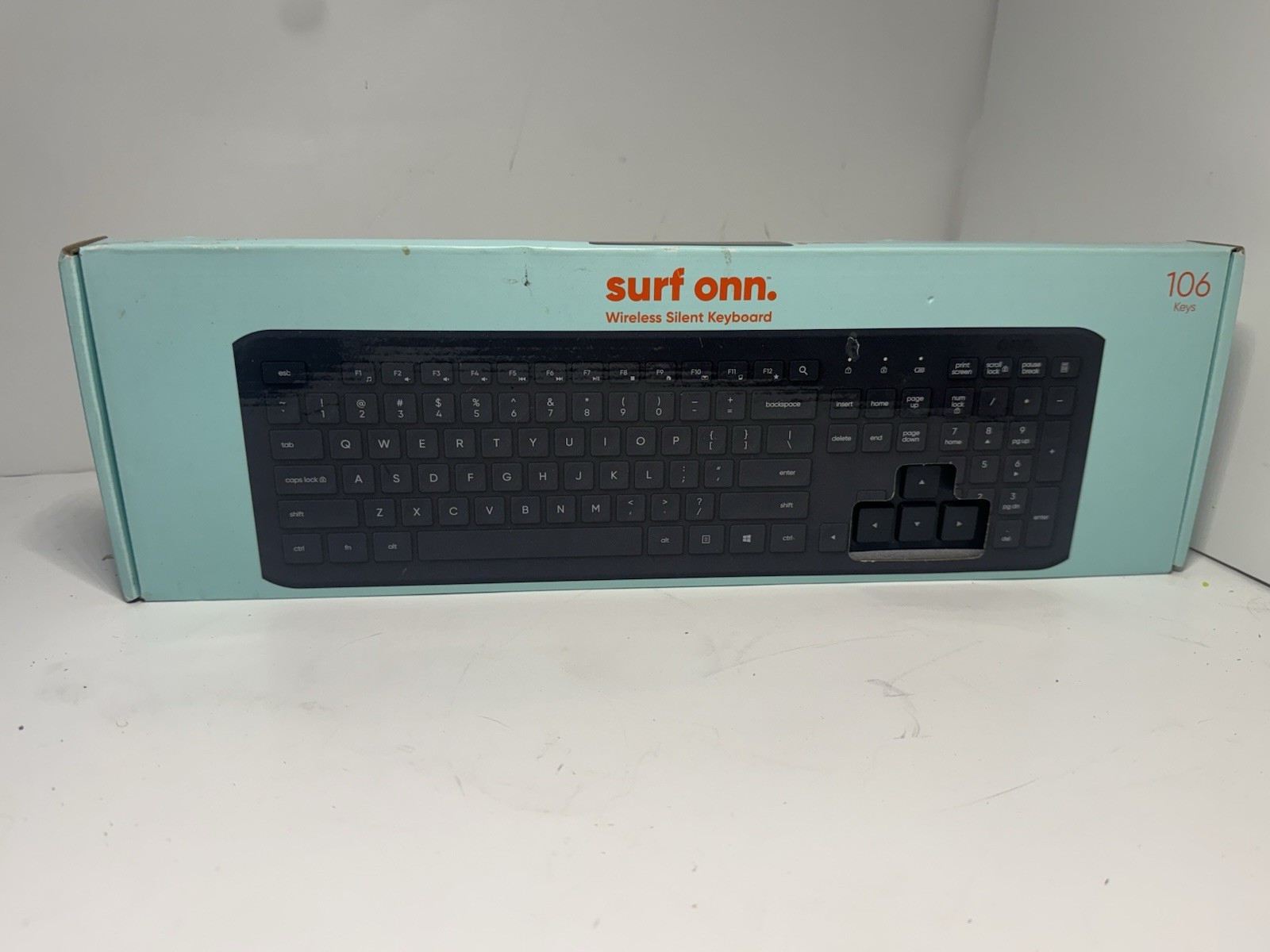 onn. Wireless Silent Keyboard 106 Keys Full Size USB Receiver New Sealed
