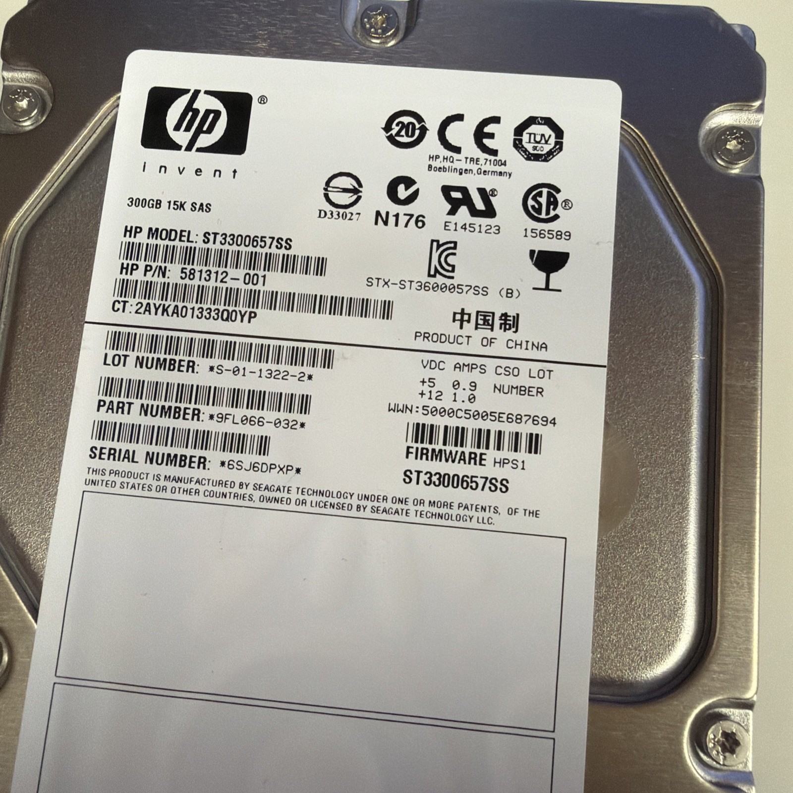 HP 300GB SAS 15K 3.5 in Enterprise HDD | 581312-001 | ST3300657SS | 9FL066-032