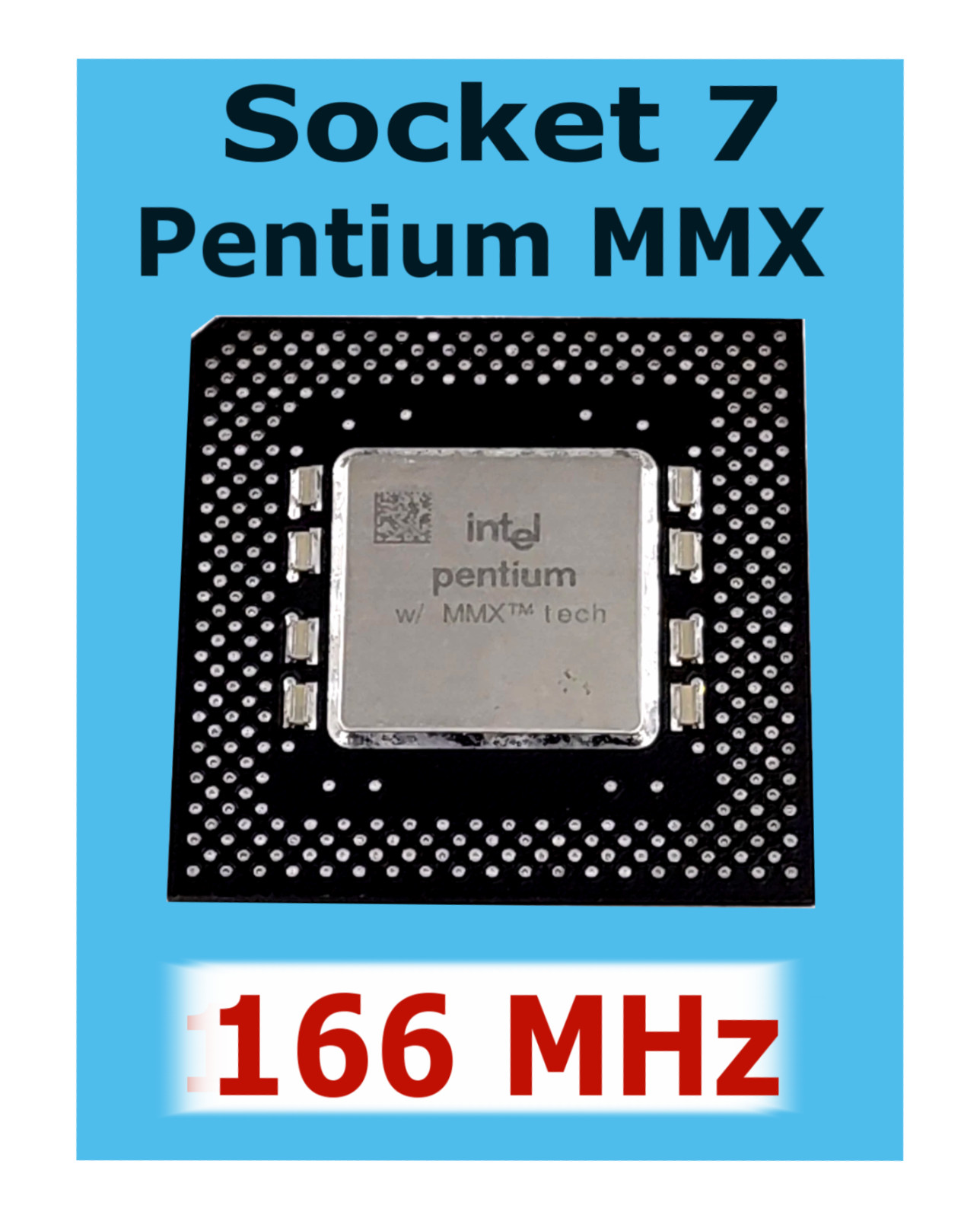Intel Pentium 166 MHz MMX CPU ✔️FV80503166 2.8V✔️+package of heatsink compound