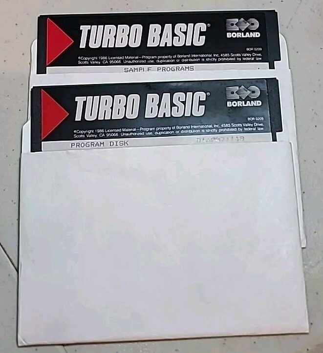 Turbo Basic 1986 Floppy 5.25 Borland Program Disk Vintage Rare